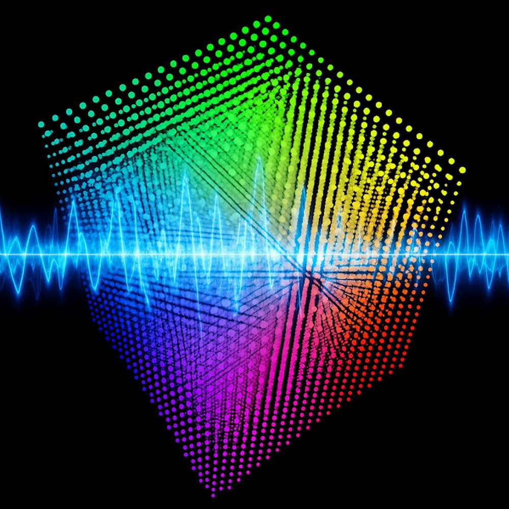 3D colour cube and audio waveform